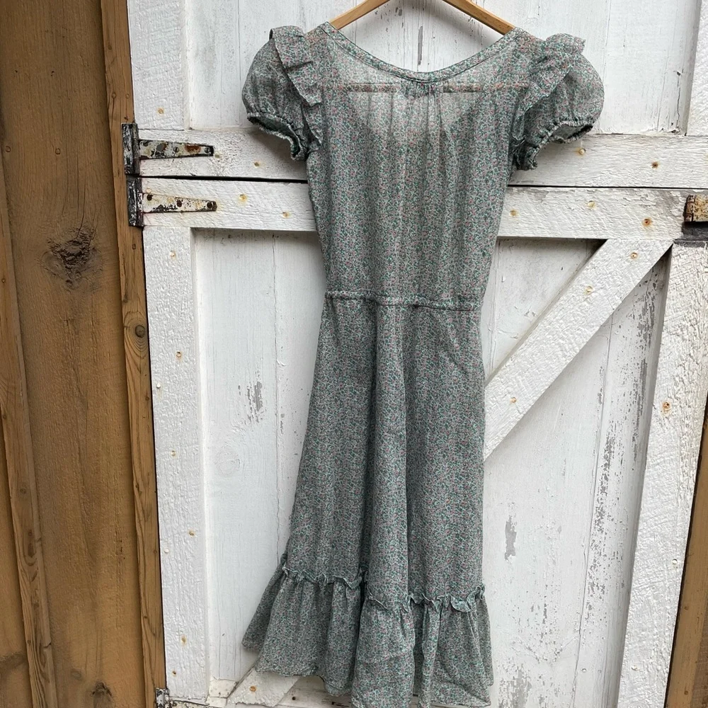 70s Vintage made in USA prairie midi dress - Picture 5 of 5